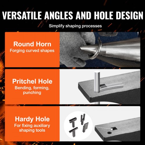 Single Horn Anvil 66Lbs Cast Steel Anvil High Hardness Rugged Round Horn