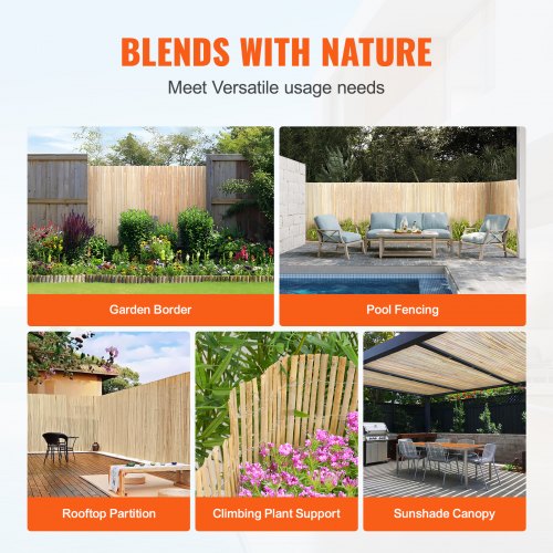 Natural Bamboo Slat Screening EcoFriendly Privacy Bamboo Slat Fence 3 ft