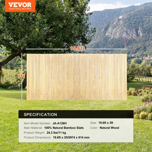 Natural Bamboo Slat Screening EcoFriendly Privacy Bamboo Slat Fence 3 ft