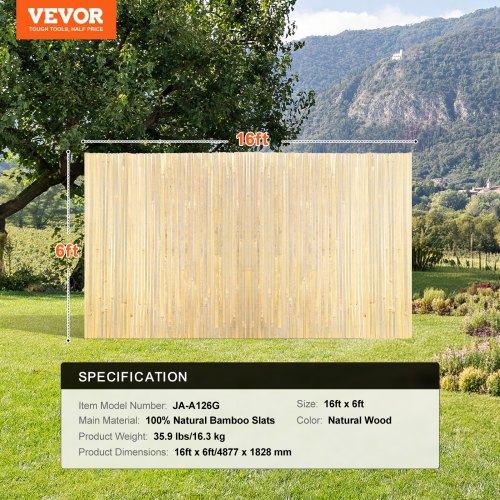 Natural Bamboo Privacy Fence Screen EcoFriendly Privacy Bamboo Slat Fence