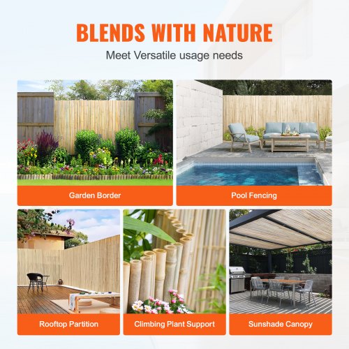 Natural Rolled Bamboo Fence EcoFriendly Bamboo Privacy Fence 4 ft H x 8 ft