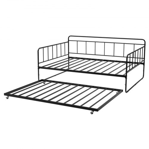 Full Size Daybed Frame Day Bed with Trundle Heavy Duty Metal Platform Bed
