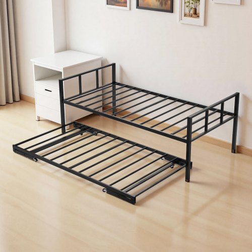 Twin Size Daybed Frame Day Bed With Trundle Heavy Duty Metal Platform Slats