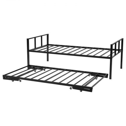 Twin Size Daybed Frame Day Bed With Trundle Heavy Duty Metal Platform Slats