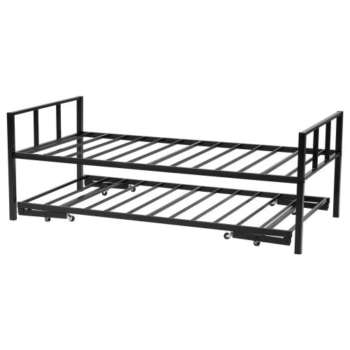 Twin Size Daybed Frame Day Bed With Trundle Heavy Duty Metal Platform Slats