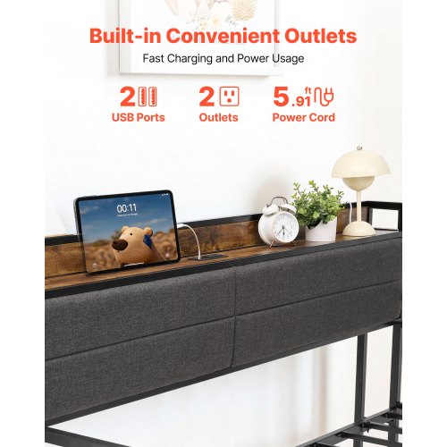 Twin Size Daybed Frame Day Bed With Trundle Heavy Duty Metal Platform Charging