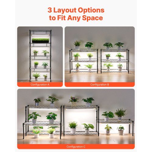 Diy Plant Shelf With Grow Lights 71 In Tall Indoor Stand Wheels 192W 5000K
