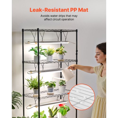 Diy Plant Shelf With Grow Lights 71 In Tall Indoor Stand Wheels 192W 5000K