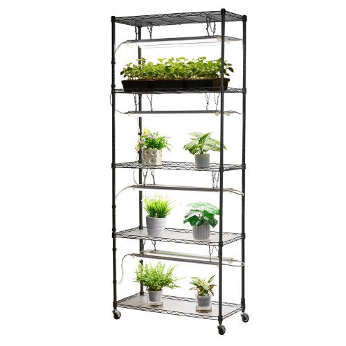 Diy Plant Shelf With Grow Lights 71 In Tall Indoor Stand Wheels 192W 5000K