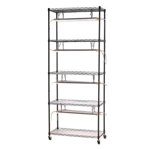 Diy Plant Shelf With Grow Lights 71 In Tall Indoor Stand Wheels 192W 5000K