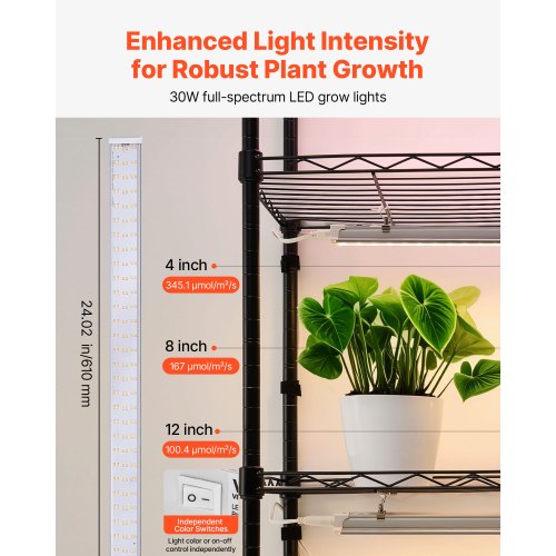 Plant Shelf With Grow Light 6Tier Indoor Stand 71In Tall Plants Display Rack