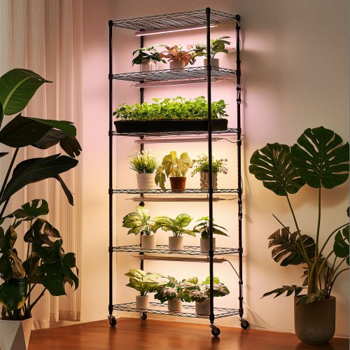 Plant Shelf With Grow Light 6Tier Indoor Stand 71In Tall Plants Display Rack