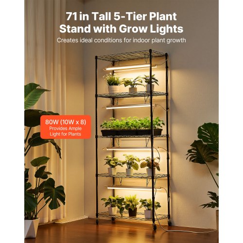 Plant Shelf with Grow Light 6Tier Indoor Plant Stand 71 in Tall Plants