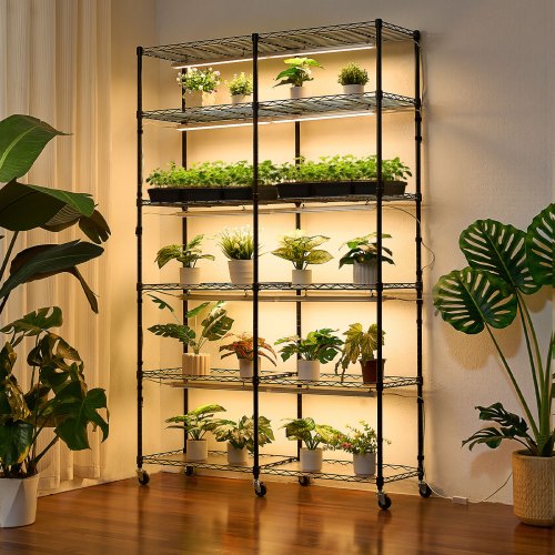 Plant Shelf with Grow Light 6Tier DoubleRow Plant Stand 71in Tall Indoor