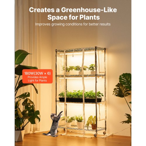 Indoor Greenhouse with Grow Light 59 in Tall 4Tier Plant Stand with Clear