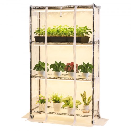 Indoor Greenhouse with Grow Light 59 in Tall 4Tier Plant Stand with Clear