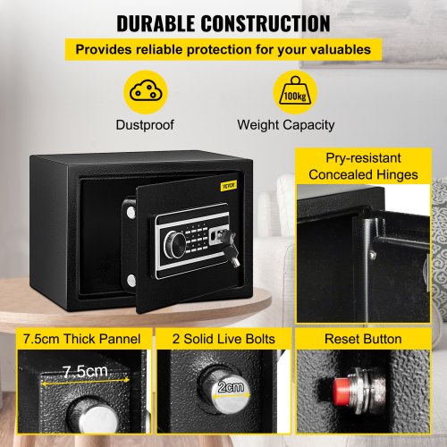 Safe Box 08 CUFT Fingerprint Safe Box for Money with 2 Keys Digital