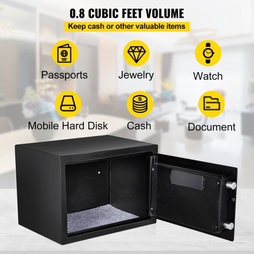 Safe Box 08 CUFT Fingerprint Safe Box for Money with 2 Keys Digital
