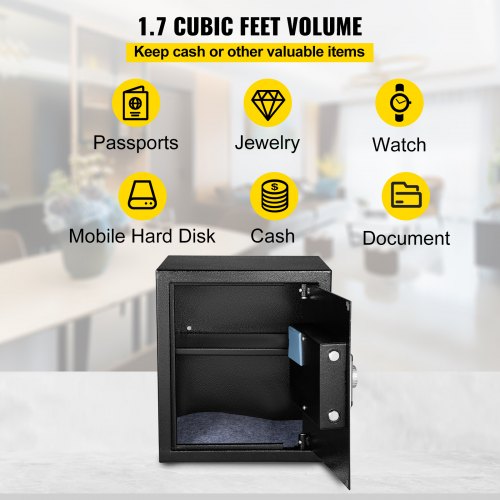 Safe Box 17 CUFT Fingerprint Safe Box for Money with 2 Keys Digital