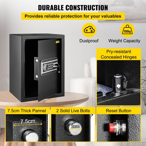 Safe Box 21 CUFT Fingerprint Safe Box for Money with 2 Keys Digital