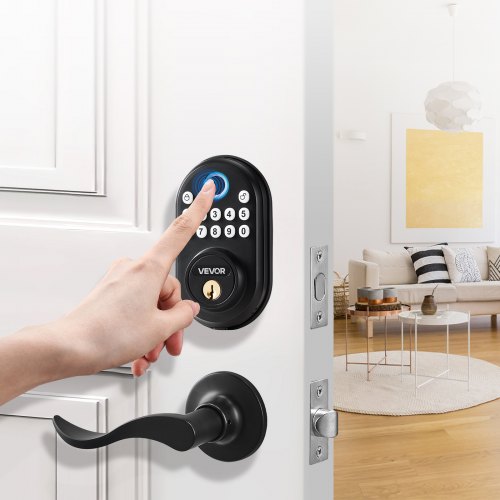 Fingerprint Door Lock with Level Handles FingerprintKeypad CodeKey