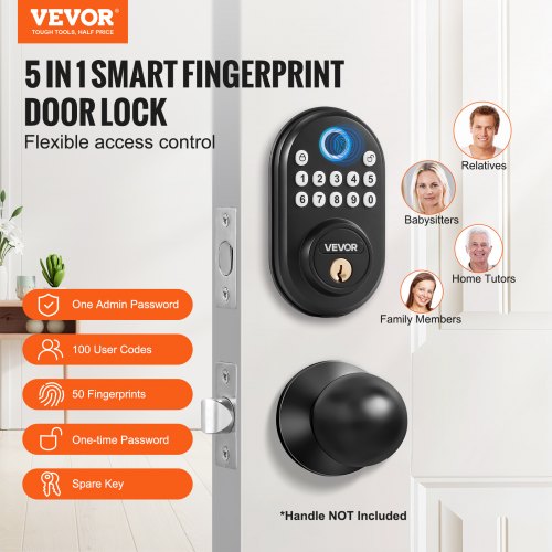 Fingerprint Door Lock with FingerprintKeypad CodeKey OneTime and AntiPeeking