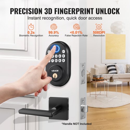 Fingerprint Door Lock with FingerprintKeypad CodeKey OneTime and AntiPeeking