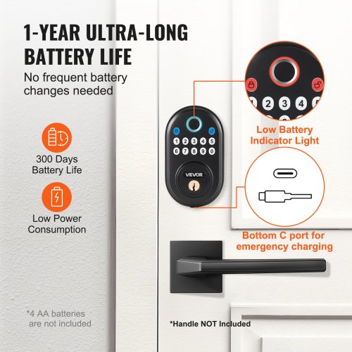 Fingerprint Door Lock with FingerprintKeypad CodeKey OneTime and AntiPeeking