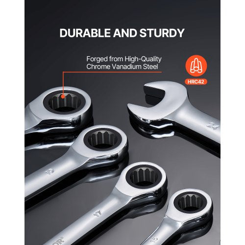 Combination Wrench Set 16Piece Metric 8 mm to 24 mm with Organizer Rack