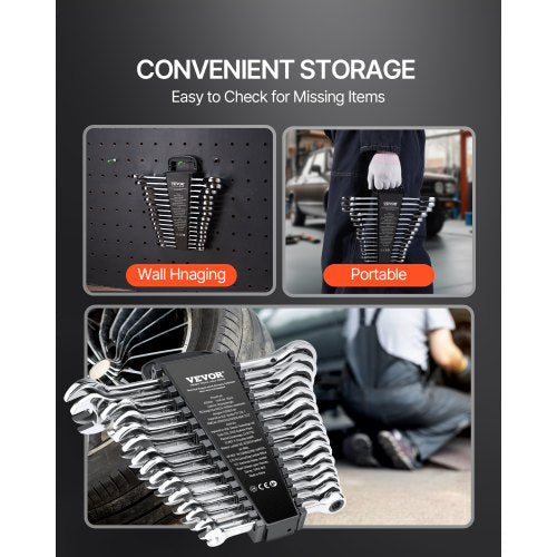 Combination Wrench Set 30Piece Ratcheting Wrench Set with Organizer Rack
