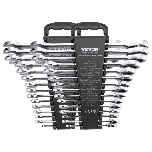 Combination Wrench Set 30Piece Ratcheting Wrench Set with Organizer Rack