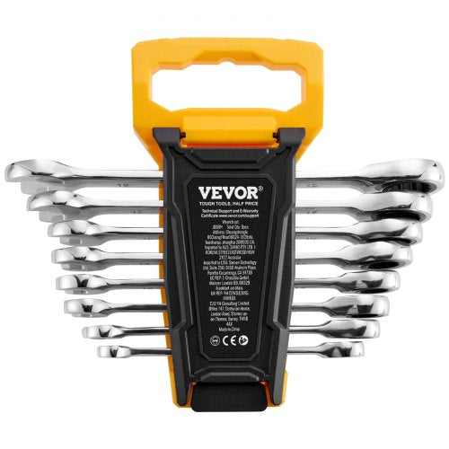 Combination Wrench Set 8Piece Ratcheting Wrench Set with Organizer Rack