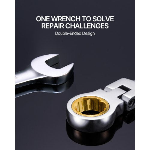 FlexHead Ratcheting Wrench Set 8piece Combination Wrench Set with Rollup