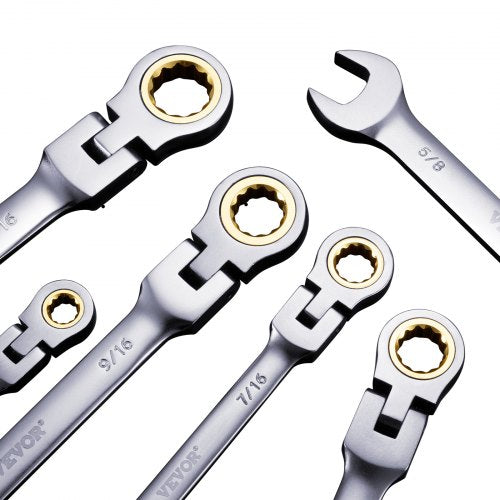 FlexHead Ratcheting Wrench Set 8piece Combination Wrench Set with Rollup