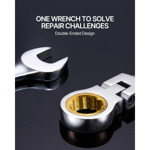 FlexHead Ratcheting Wrench Set 8piece Combination Wrench Set with Rollup