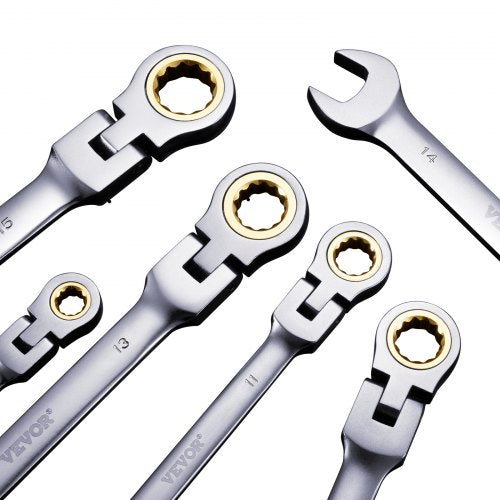 FlexHead Ratcheting Wrench Set 8piece Combination Wrench Set with Rollup
