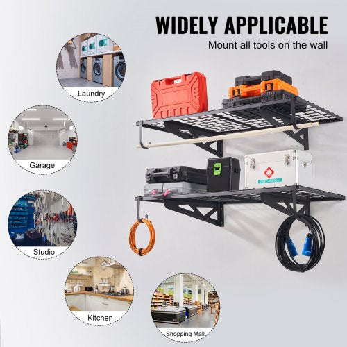 Garage Storage Shelving 2 Pack 4 x 2 ft Heavy Duty Garage Shelves Wall