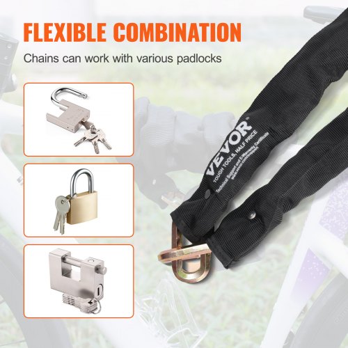 Bike Chain Lock 591 Ft Security Bicycle Chain Lock Heavy Duty Metal Steel