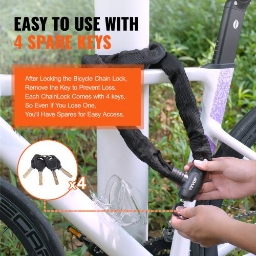 Bike Chain Lock 591 Ft Combination Bicycle Chain Lock with 4 Keys Heavy