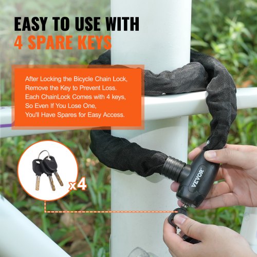 Bike Chain Lock 394 Ft Combination Bicycle Chain Lock with 4 Keys Heavy