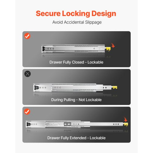 Heavy Duty Drawer Slides 60inch 1 Pair Locking Drawer Slides 250lbs Load