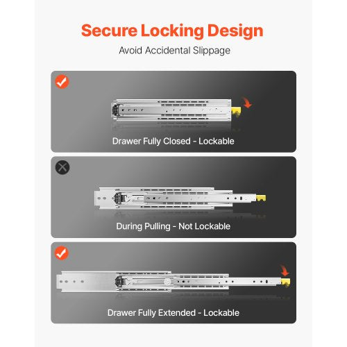 Heavy Duty Drawer Slides 1 Pair 60inch Locking Drawer Slides 500lbs Load