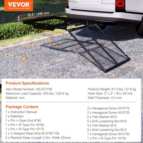 Hitch Mount Cargo Carrier 453 x 256 Iron Hitch Cargo Rack with Folding