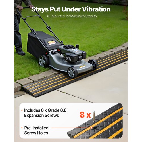 Car Driveway Rubber Curb Ramp 33069 Lbs Load Capacity 2.6 Inch Rise Curbside