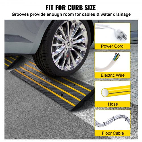 Curb Ramp 3 Pack Rubber Driveway Ramps Heavy Duty 33069 lbs Weight