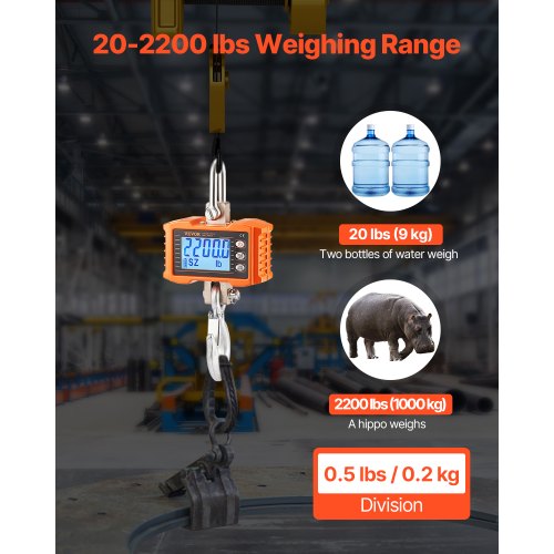 Digital Crane Scale 2200 lbs1000 kg Industrial Heavy Duty Hanging Scale