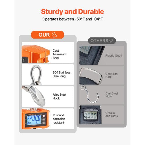 Digital Crane Scale 2200 lbs1000 kg Industrial Heavy Duty Hanging Scale
