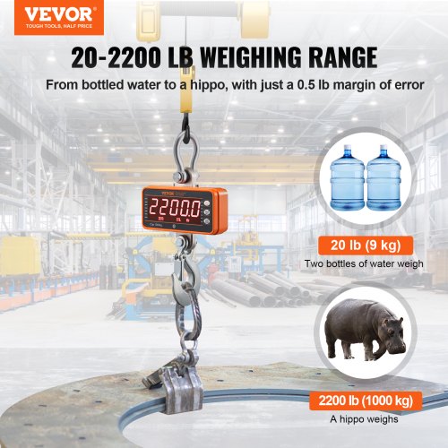 Digital Crane Scale 2200 lbs1000 kg Industrial Heavy Duty Hanging Scale