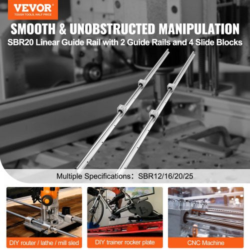 Linear Motion Set SBR20 1500mm Comes with Two 59 in1500 mm SBR20 Rails