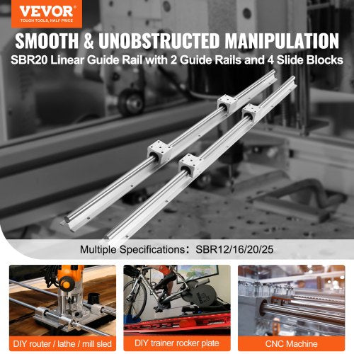 Linear Motion Guide Kit SBR20 1800mm Includes 2 PCS 709 in1800 mm SBR20
